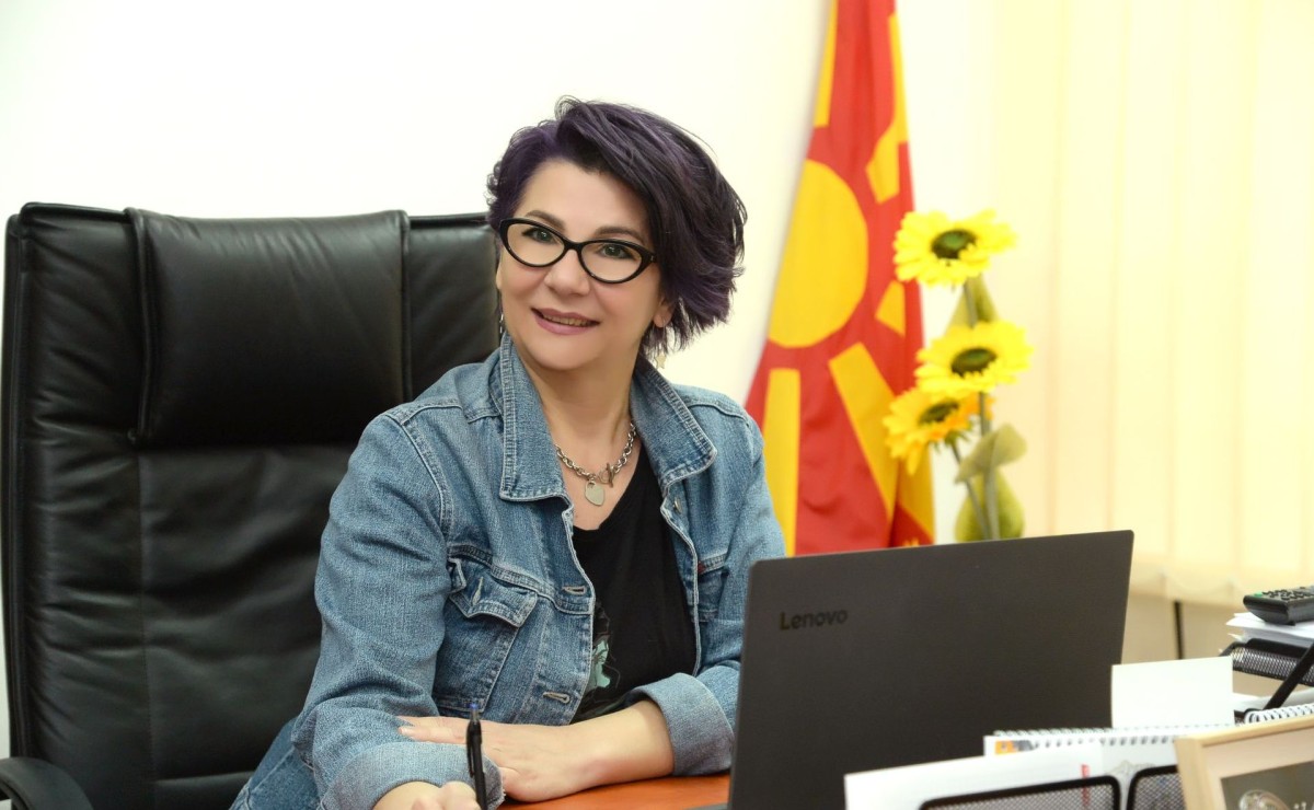 A picture of Vlado Tasevski's director, in her office.
